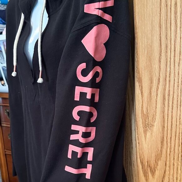 Victoria's Secret Black Hoodie with Pink Accents - Picture 4 of 7